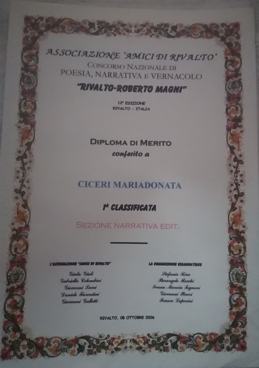 Diploma 1 classificato al libro 